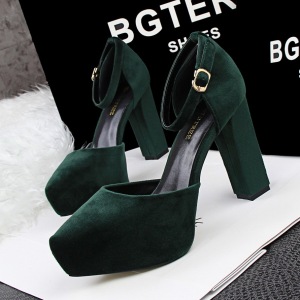 1326-2 han edition fashion simple thick with high with waterproof suede pointed hollow out one word with OL vocational s