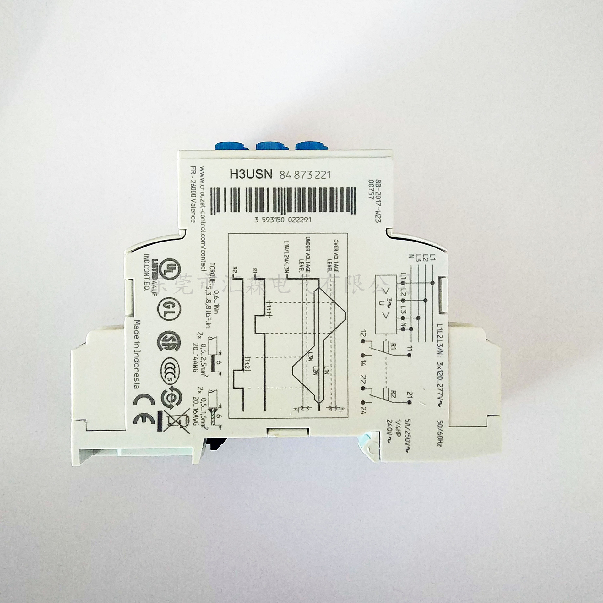 Crouzet 3相 电压监控继电器 84873221 120-277 V 交流 H3USN