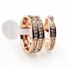 Silver zirconium stainless steel, golden accessory, ring with crystal, diamond encrusted, pink gold