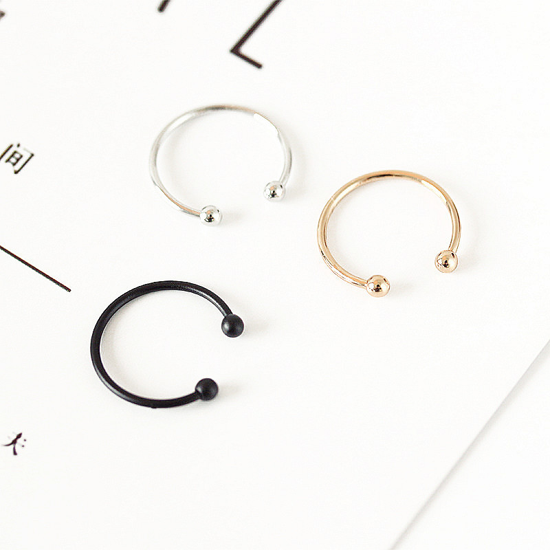 Glossy Bead Opening Adjustable Ring Korean Fashion Simple Round Ball Couple Tail Ring Wholesale display picture 3