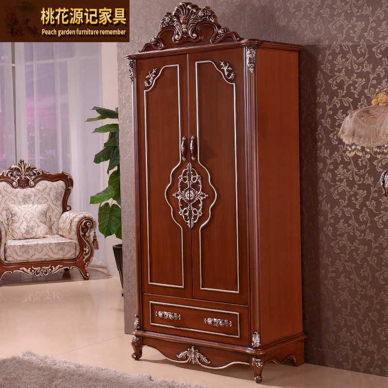 美式乡村衣柜仿古实木卧室小衣柜欧式两门衣柜法式家具三门烤漆|ms