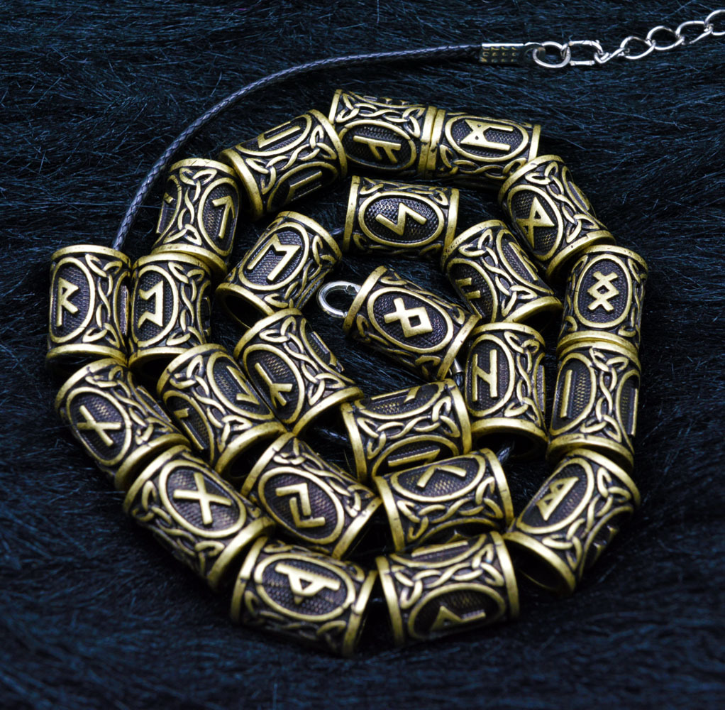 Wish AliExpress explosion models Viking rune beard beads set 24 a generation