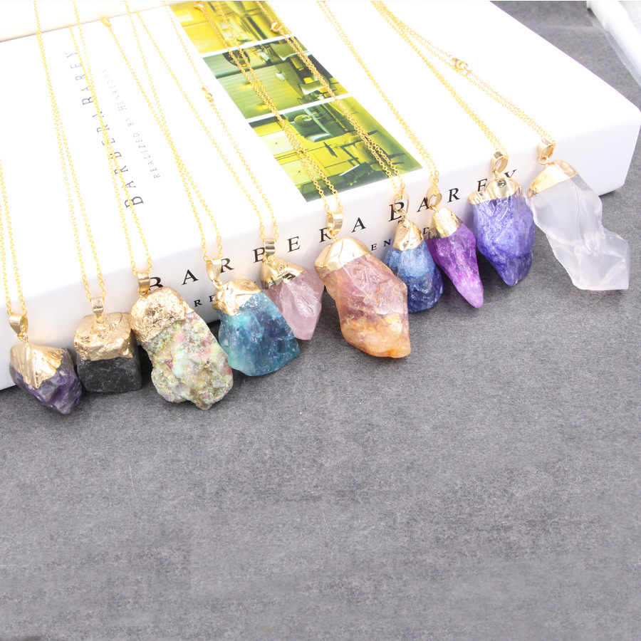 Daily Occasion Ethnic Style Geometric Copper Inlay Natural Stone Pendant Necklace