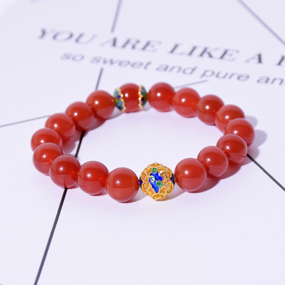 Spring and summer new pattern natural crystal Agate Bracelet Red agate Cloisonne Lap Bracelet lady Hand string Jewelry