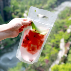 13*23+4 frosted transparent beverage bag portable self-standing ziplock bag juice milk tea bag liquid plastic packaging bag