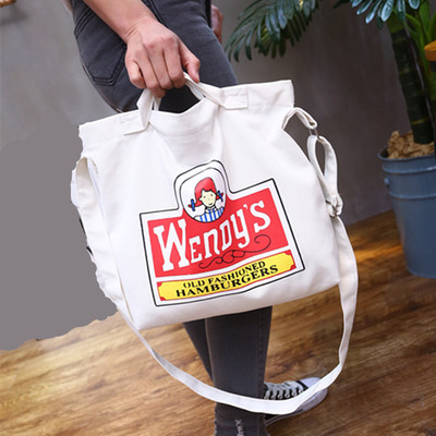 2020包包跨境新品简约文艺帆布包复古单肩包大字母白色帆布包批发