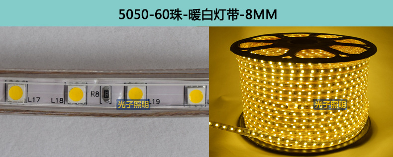 光子照明5050线性灯条5730 rgb柔性亮化贴片led 220v防水高压灯带详情46