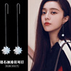 Silver earrings, fashionable accessory, Korean style, wholesale