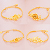 Golden brass bracelet, flowered, 24 carat