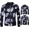 New men jacket coat collar men stamp white flowers