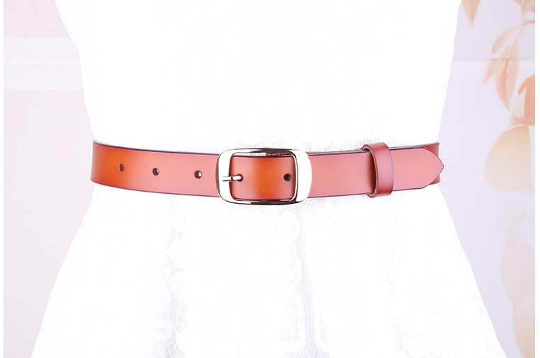 Ceinture En Cuir De Vachette Pleine Boucle Carrée Simple display picture 7