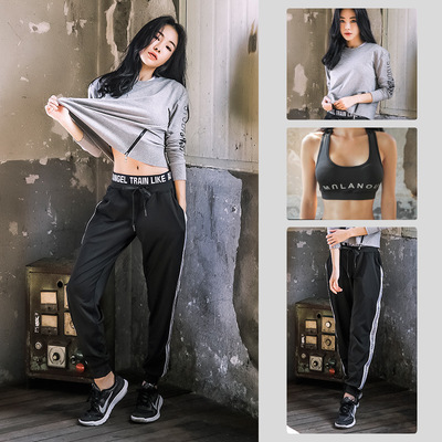 2018新款韩版瑜伽服运动套装女宽松显瘦速干吸汗三件套
