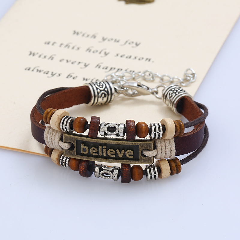 New believe leather bracelet men and women leather bracelet