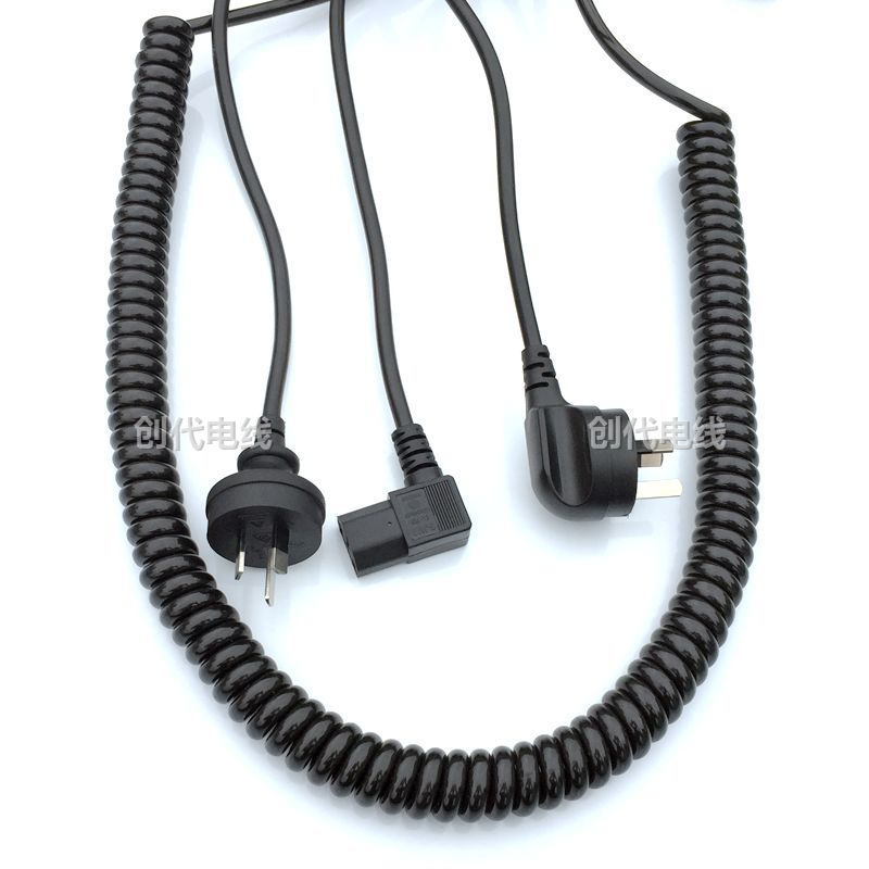 可拉伸缩电源连接线 PU弹簧线 弹弓线 带电脑品字尾电源线 2芯3芯