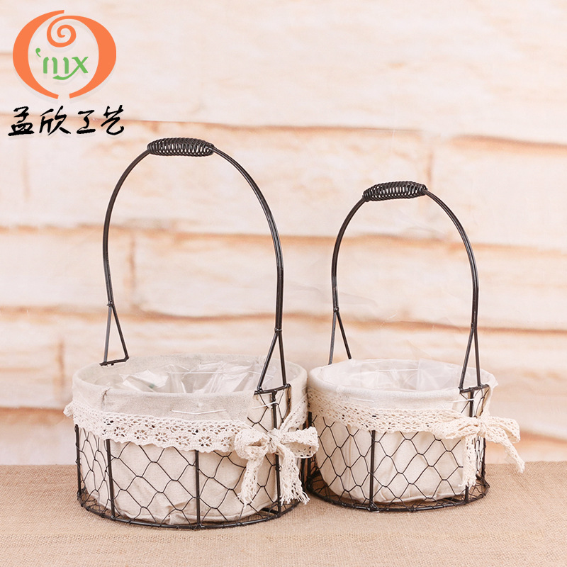 鐵藝花盆 桌面陽台客廳落地式多肉花盆 綠植栽培插花專業籃子批發