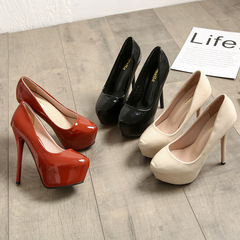 Korean-style fashionable business trendy European and American nightclub ultra-high heel platform shallow mouth women's single shoes high heels 8126-17