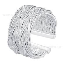 厂家直供外贸热销 电镀银韩版时尚流行饰品精美复古小网织戒指925