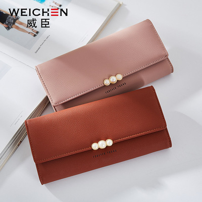 Wesson Hàn Quốc ladies purse nữ đoạn dài thời trang ly hợp đơn giản đa chức năng khóa ba gấp wallet Châu Âu và Hoa Kỳ
