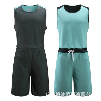 双面篮球服圆领正反双色透气速干团体比赛队服健身跑步运动服男款|ms