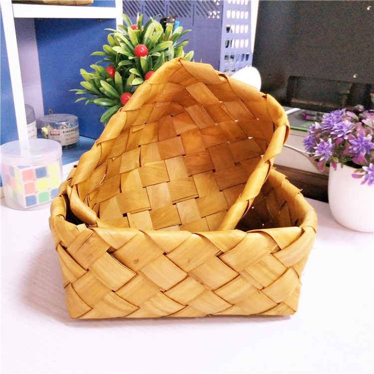 손으로 짠 나무 조각으로 짠 보관 바구니 주방 식료품 빵 바구니 과일 야채 피크닉 보관 바구니