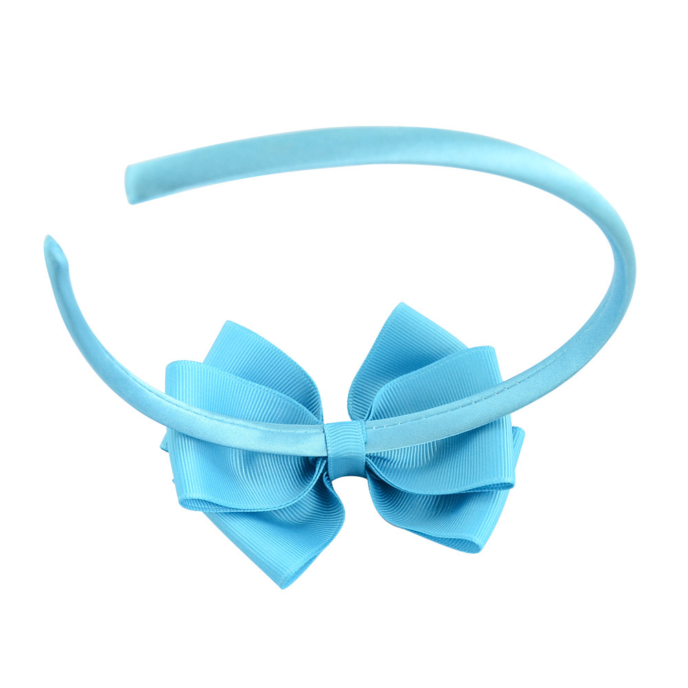 Children's Solid Color Ribbed Satin Cloth Bowknot Headband Wholesale display picture 5