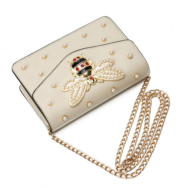 fashion pearl rivet summer new chain single shoulder bag small bee 