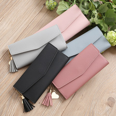 Spring and Summer New Long Handle Trendy Heart Pendant Simple and Fashionable Multifunctional Lychee Texture Women's Wallet