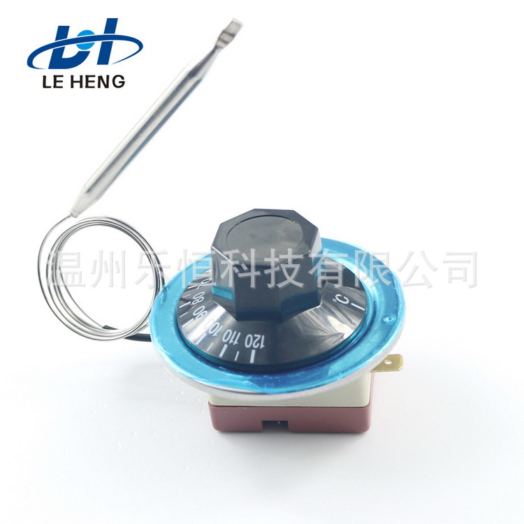 花边旋钮温控器开关110度普通银点恒温器毛细管60长温控器