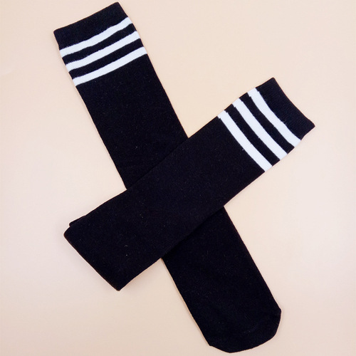 Campus style girls three-stripe mid-calf socks primary school uniform mid-calf socks performance chorus striped children's socks