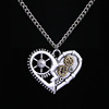 Mechanical retro necklace heart shaped with gears, European style, punk style, wholesale