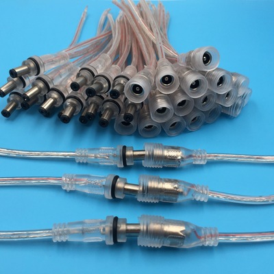 廠家直銷LED DC透明防水線dc5521防水插頭dc公母對接線DC頭水晶線