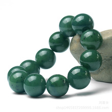 新疆天然和田玉手链手串男款18MM霸气玉手链青绿玉手链手串批发
