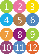 9CM圆形彩色数字号码贴不干胶标签 宾馆网吧餐桌编号儿童房早教