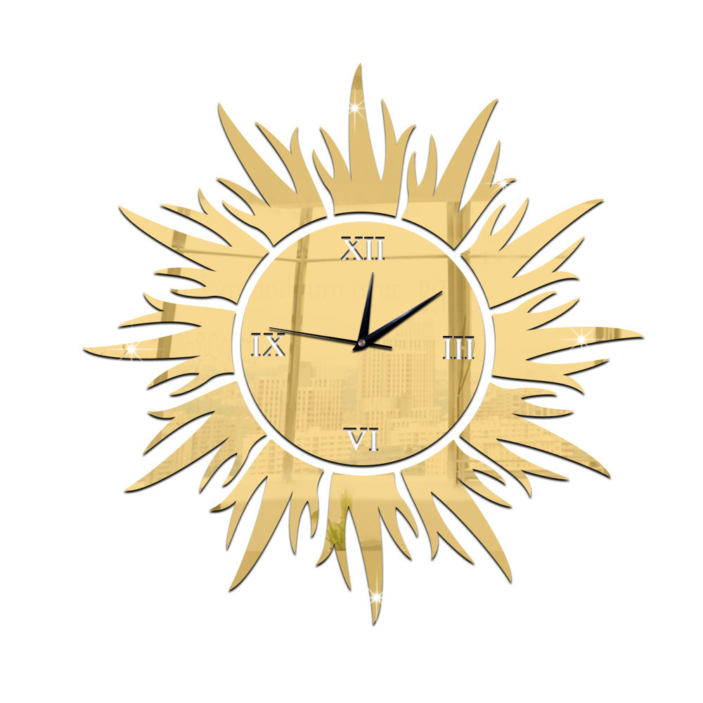 Gz038 sol cristal espejo pared Reloj estéreo pared pegatina pared reloj dormitorio sala de estar decoración Comercio exterior Venta caliente