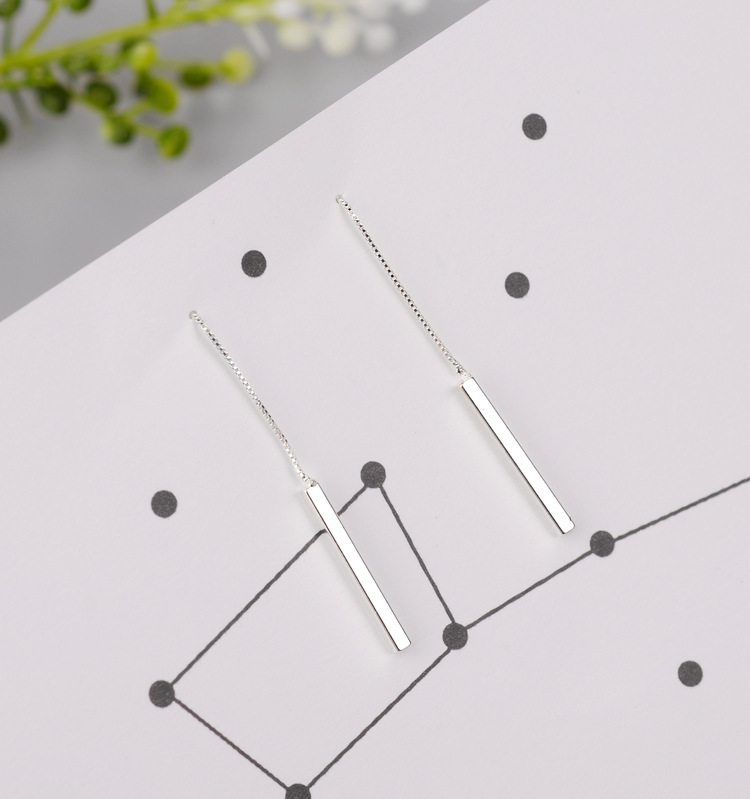 S925 pendientes de plata esterlina estilo coreano geométrico largo pendientes simples pendientes de mujer pendientes de moda