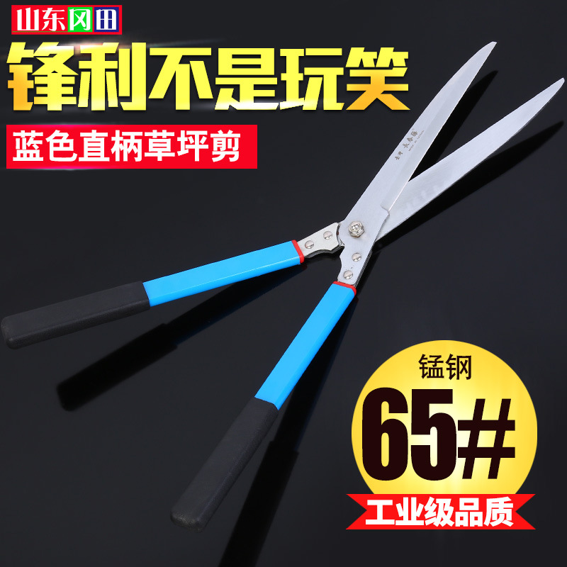 长春藤蓝色直柄草坪剪 65锰钢园艺修枝剪家用大剪刀