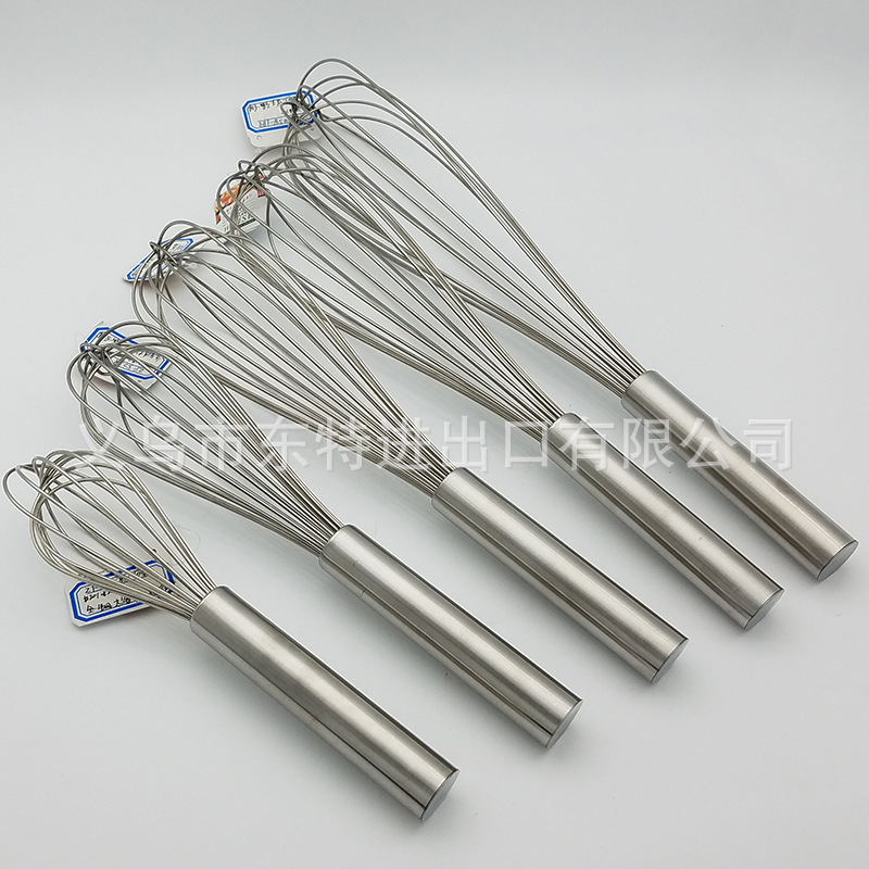 Factory direct sales of stainless steel egg beater with steel handle and 8-line manual mixer. Egg and cream beater for baking detail image 3