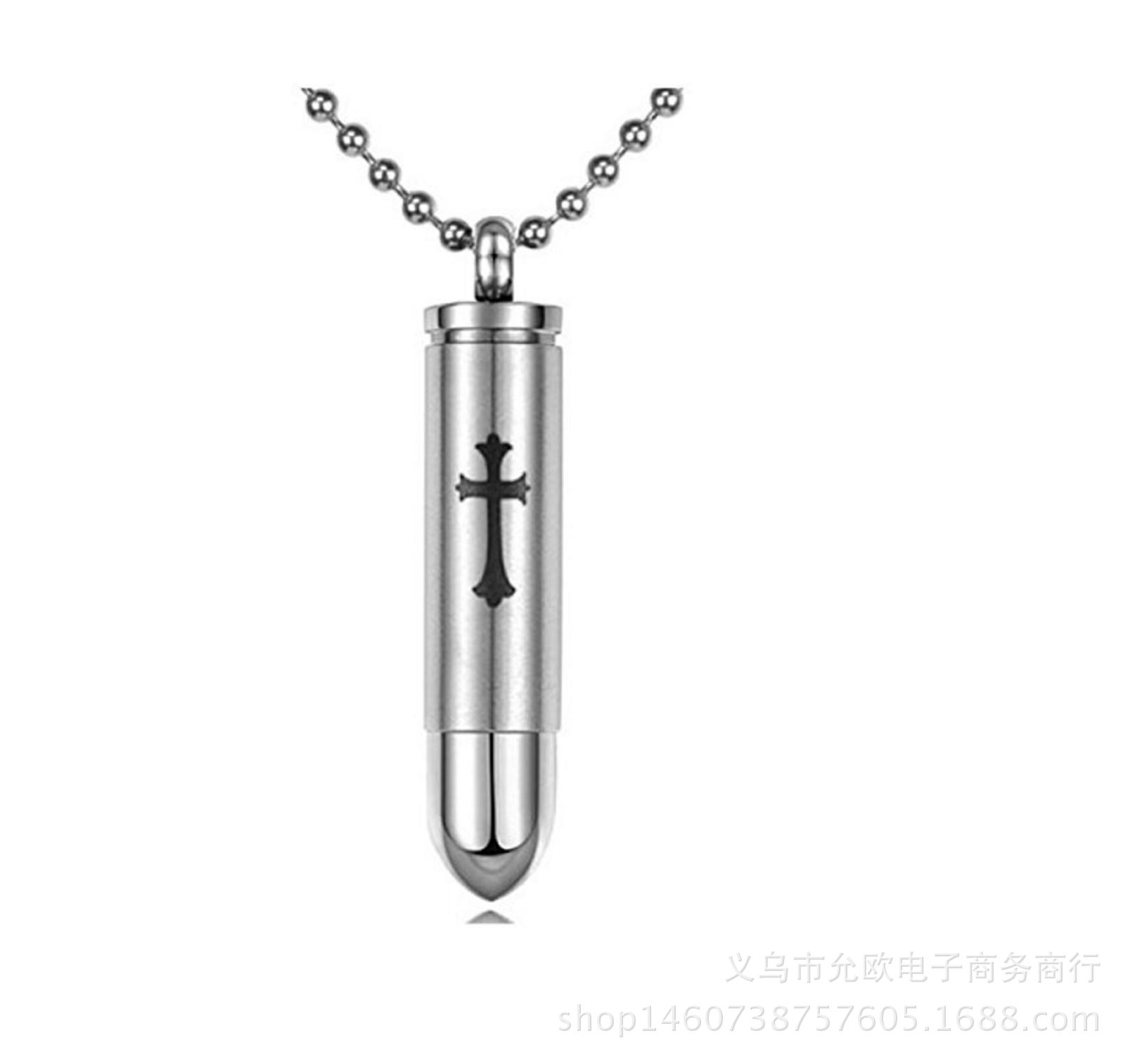 Lettering hollow bullet necklace fashion...