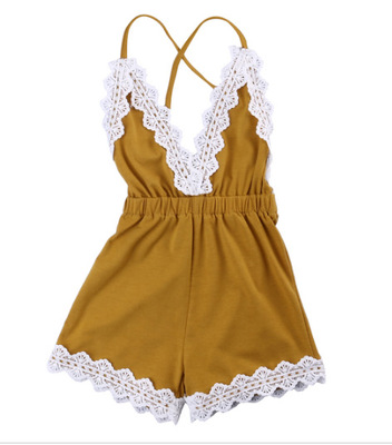AliExpress Ebay Kids burst models girl Lace lace shorts Backless clothes