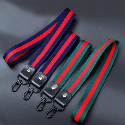 混色条纹涤纶织带铆钉手机挂绳挂脖diy手机壳饰品挂绳腕带现货|ru