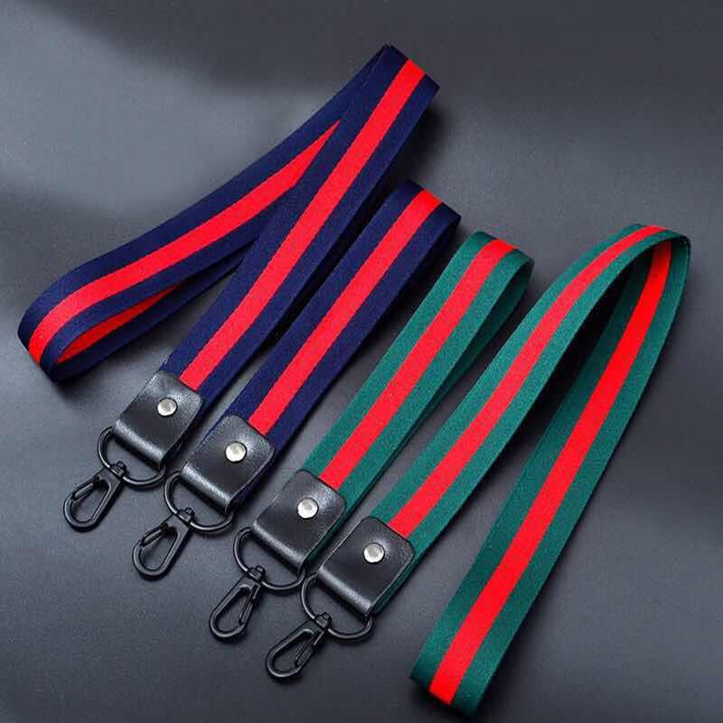 混色条纹涤纶织带铆钉手机挂绳挂脖diy手机壳饰品挂绳腕带现货|ru
