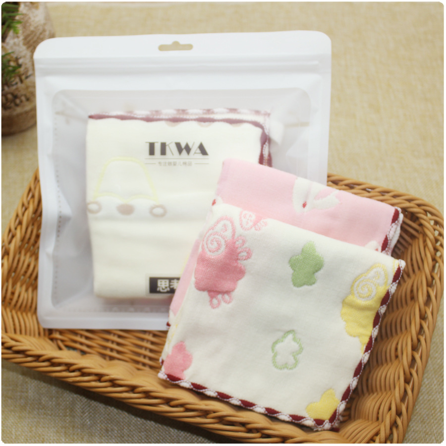 tootpaly 精装四层纱布方巾 洗脸毛巾 幼儿园专用 25*25--2条装|ms