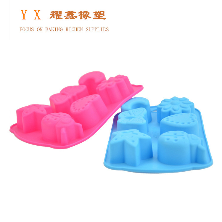 6连卡通昆虫蝴蝶月亮五角星组合形状模具 六孔做皂手工皂模具