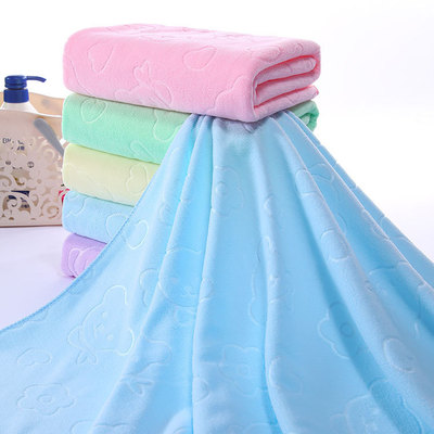 超细纤维压花小熊浴巾毛巾70*140婴儿浴巾柔软吸水美容院洗浴专用|ms