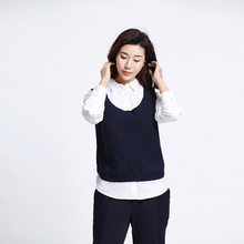 Mùa xuân và mùa thu mới cotton ngắn vest nữ giản dị hoang dã vest cỡ lớn Phiên bản Hàn Quốc của nhà máy bán buôn áo len Áo vest nữ