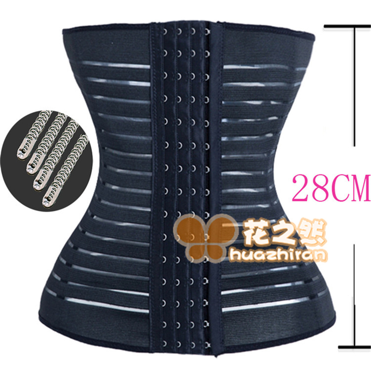 Ultra high waist lengthened corset hollow-out breathable Four Seasons 4 rows 15 buttons non-curling steel bone belly belt girdle