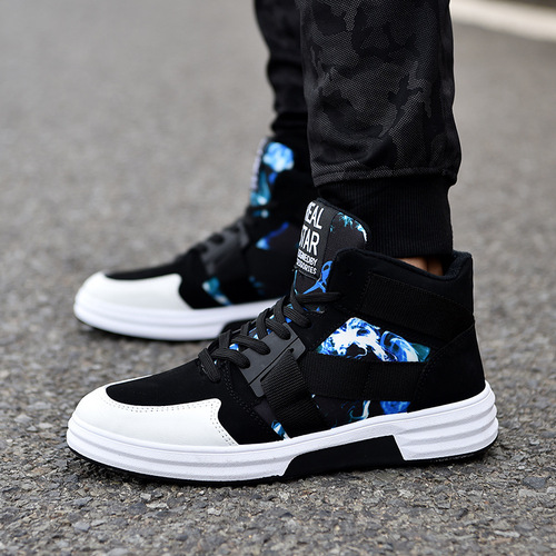  spring fashion camouflage high-top lace-up sneakers men's shoes men's trendy casual shoes student hip-hop sneakers for men