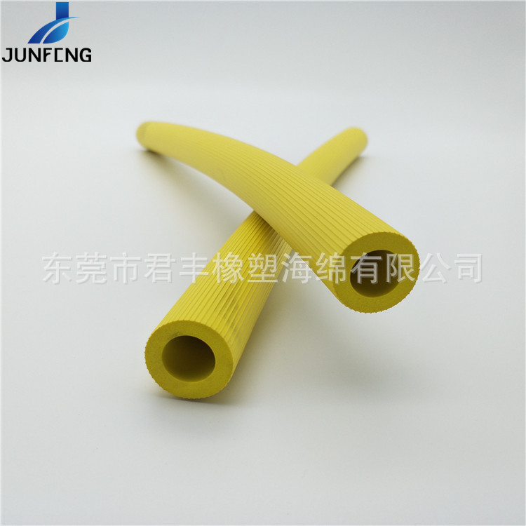 君丰供应 登山仗手把套 黄色打磨条纹竹节式海绵管 器械扶手套