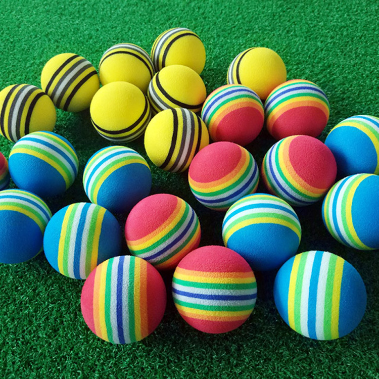 高尔夫球彩色实心海绵球圆球软球 儿童室内高尔夫练习球EVA彩虹球|ru