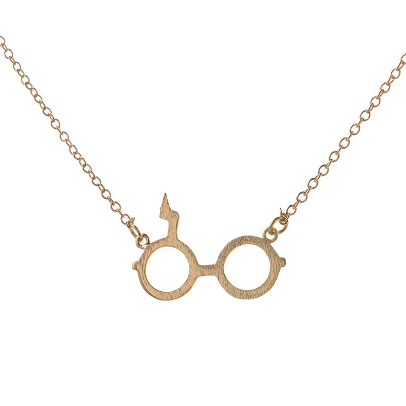 Harry Potter Glasses Necklace Deathly Hallows Pendant Necklace Gold Plated Silver Lightning Z Neckla